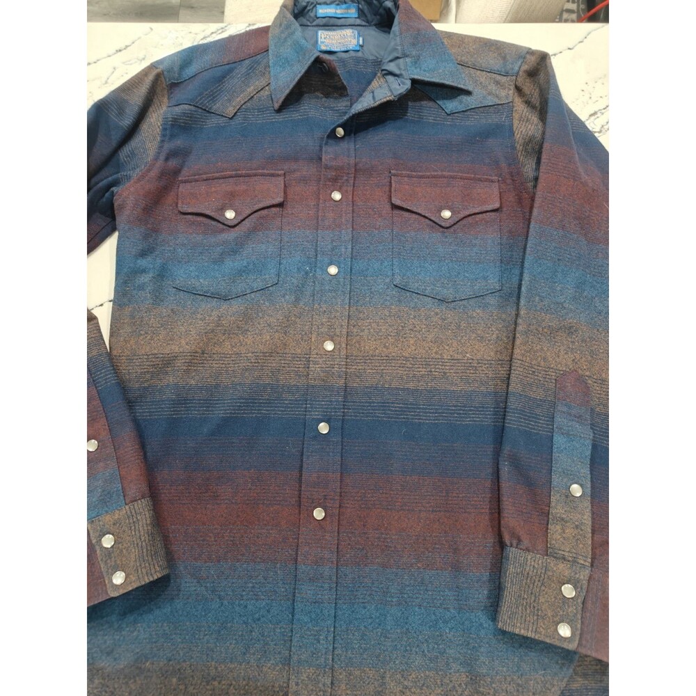 Vintage Pendleton High Grade Western Wear Pearl Snap Shirt Men Medium Long Wool
